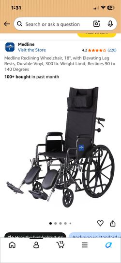 Medline reclining wheelchair