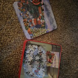 Christmas Puzzle In Tin