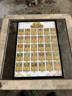 30 year anniversary Pikachu complete set 1 to 30 in the picture frame