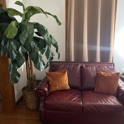 Red Leather 3 Piece Couch 