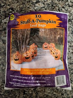 Vintage 2002 Stuff-A-Pumpkin Halloween Leaf Bags by SunHill