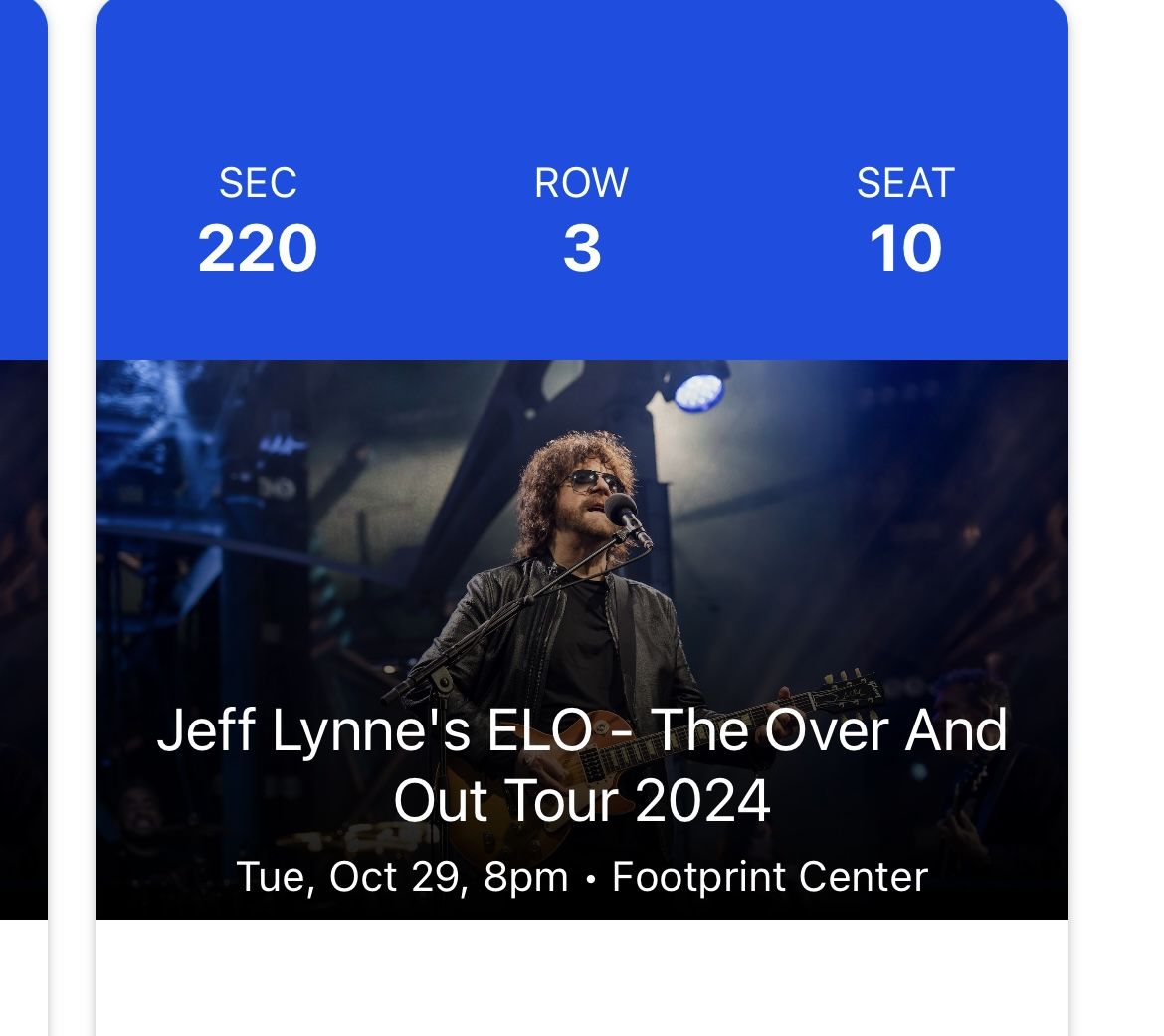 2 Tickets Jeff Lynne’s ELO Oct/29 Footprint Center