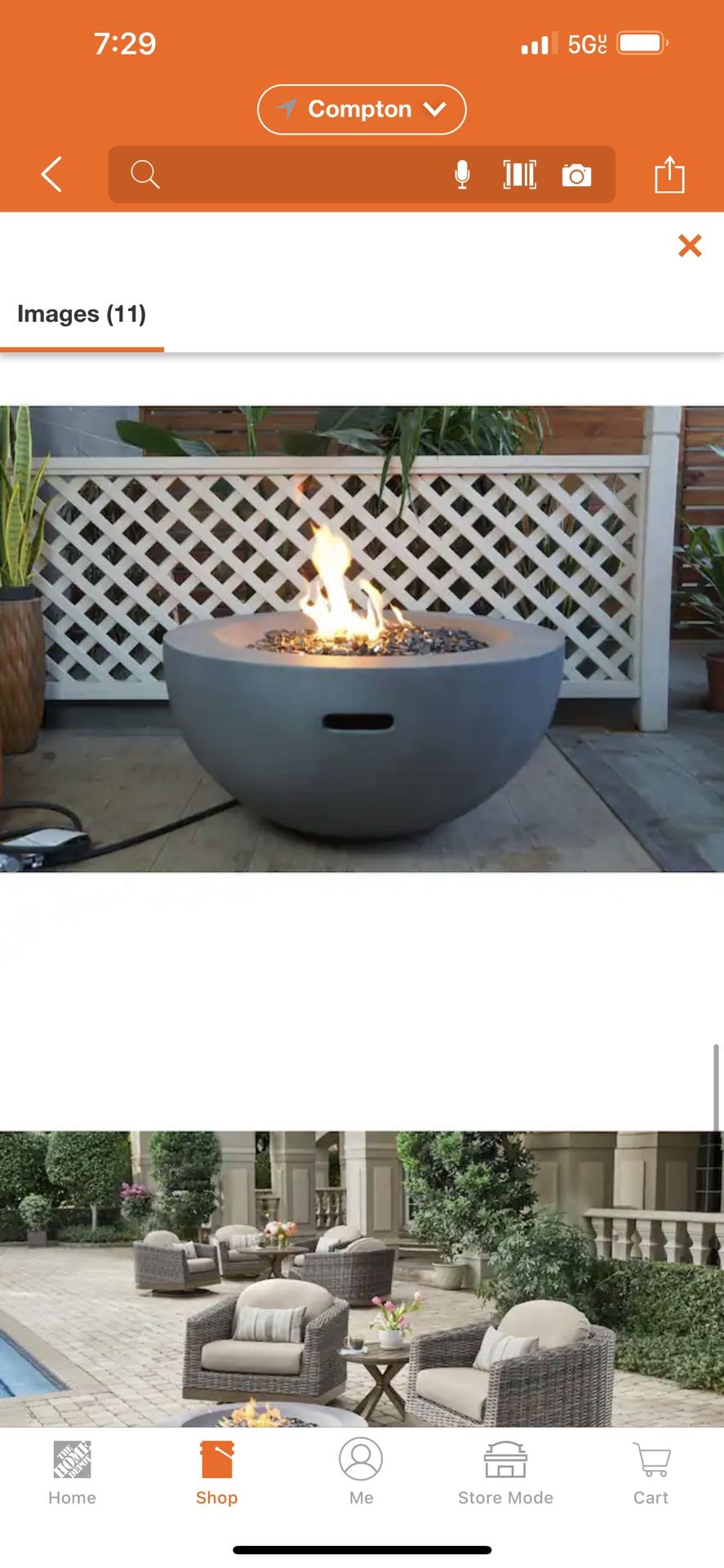 Hampton Bay. Grove Park 36 in. × 18 in. Round Concrete Propane Gas Fire Pit
