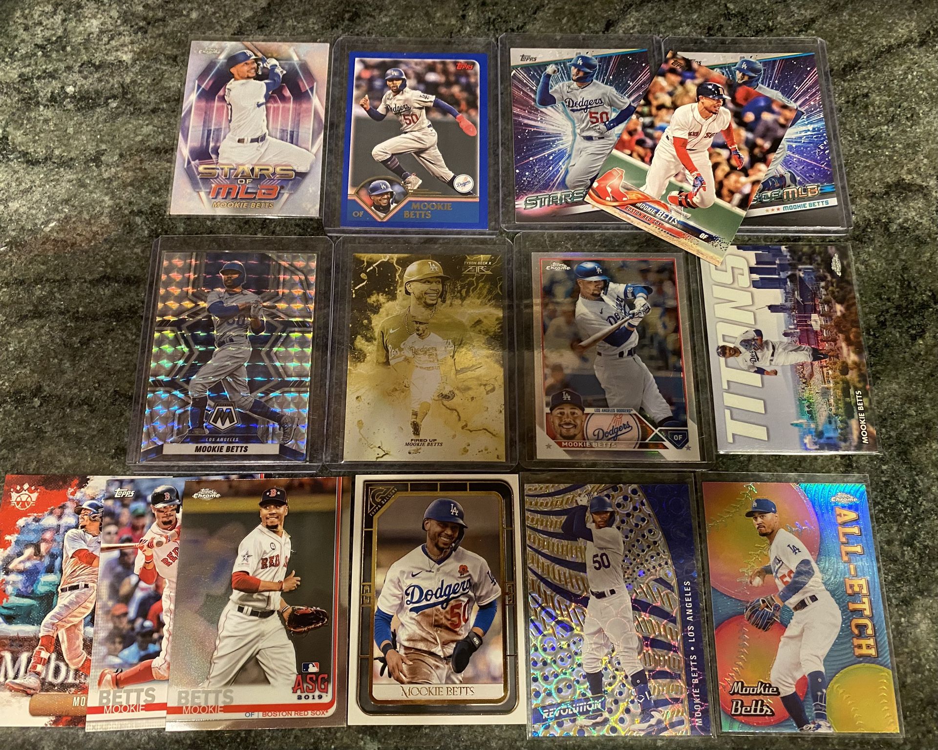 DODGERS MOOKIE BETTS PARALLEL CARDS AND REFRACTORS LOT