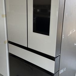 💥Great Saving💥 Bespoke 23 cu. ft. Counter Depth 4-Door French Door Refrigerator in White Glass with Family Hub