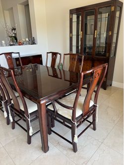 White company, high end dining room furniture china cabinet sideboard chairs table