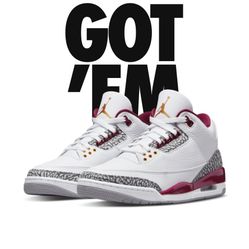 Jordan 3 Cardinal Red 9.5
