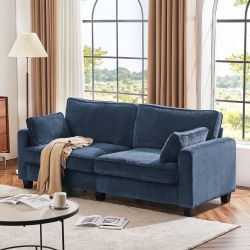 Blue Chenille Loveseat Sofa