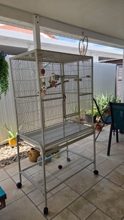 Large Bird Cage on Wheels with Stand