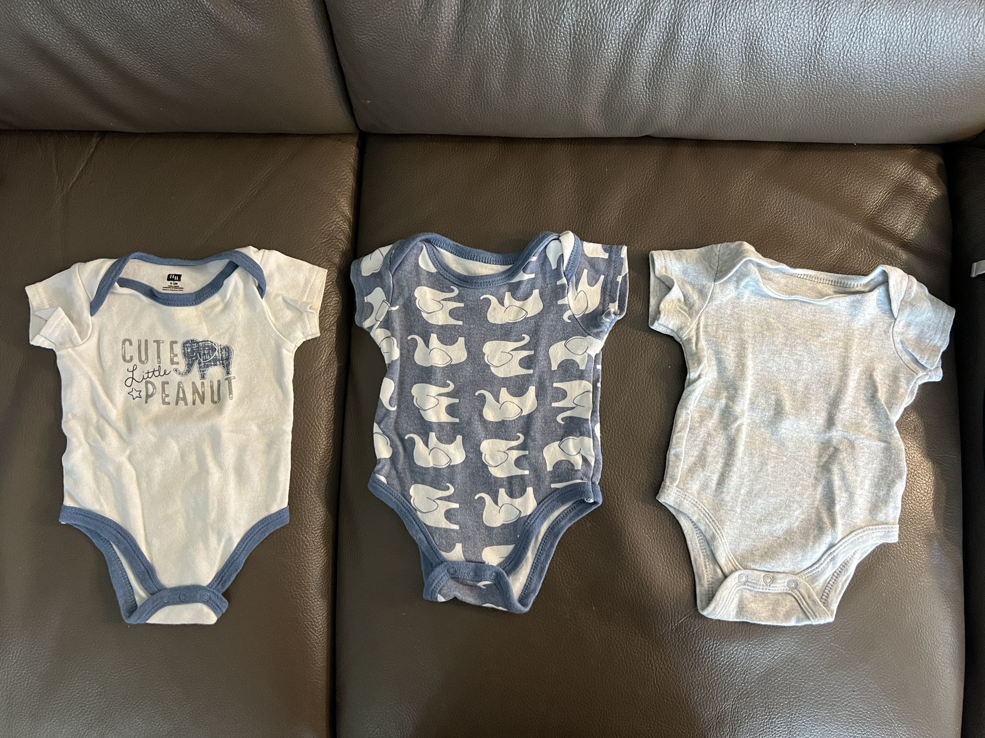 Hudson Baby Little Peanut 3 pack Unisex Cotton Onesie Bodysuits