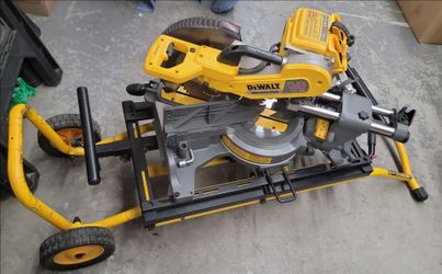 ​DEWALT 12” FlexVolt 120V Sliding Compound Miter Saw DHS790 w/ Rolling Stand & Dual Charger