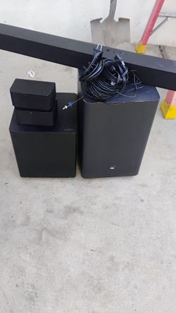 Vizio sound bar with extra JBL subwoofer and surround sound speakers