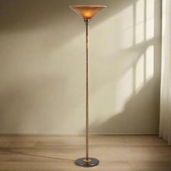 Great Open media 1 in modal HomeRoots Rusted Torchiere Floor Lamp w Rust Frosted Glass Dome Shade FE258-333 