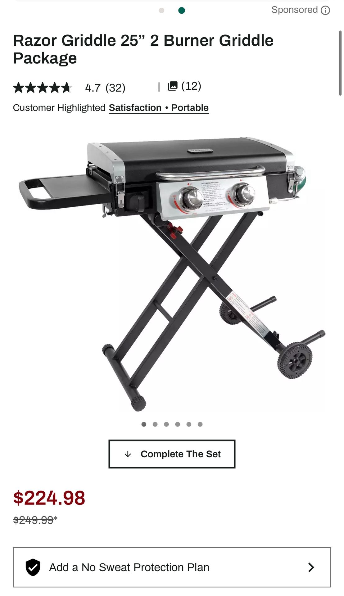 Razor Griddle 25” 2 Burner Griddle