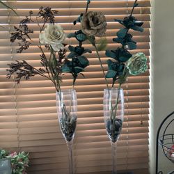 Large Champagne Flower Vase With Flowers