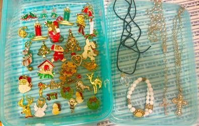 Very vintage Pins and religious necklaces ($2-$5)