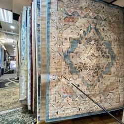 8x10 Area Rugs Carpet Rugs Medalian Design Thick Colors Blue Rust Beige Gold