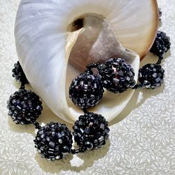 Vintage Crocheted Purple Necklace 