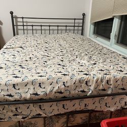 Full Size Bed With Headboard And Footboard And Metal Frame With Sheets Mattress Pad