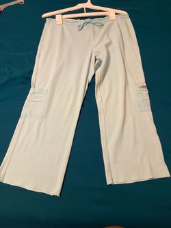 Light Blue Sweat Capri Pants with Cargo Pockets