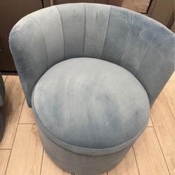 Swivel Chair with Storage Ottoman, Blue 