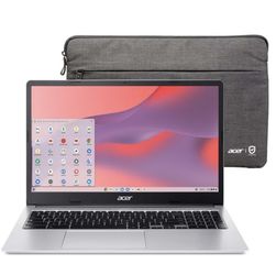 Acer Chromebook 315 15.6 inch Laptop Intel Processor N4500 4GB RAM 64GB eMMC Pure Silver, ChromeOS