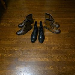 Men Vintage Boots  8.5 Package:  Black - Brown -  Light Brown