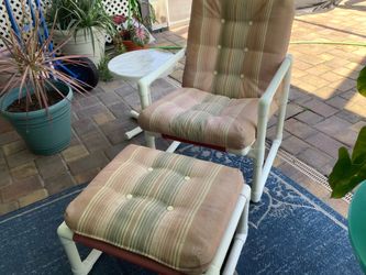PVC recliner, footstool and small table