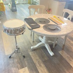 Pearl Snare Drum With Stand And Sticks 