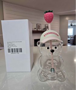 Starbucks Bearista Glass Pink Drink Cup