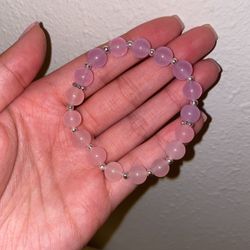 Half pink Half lavender chalcedony crystal bracelet