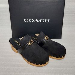 COACH designer slip on heels clogs. Size 9 women's shoes. Black. Brand new in box 
