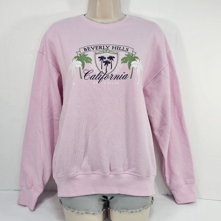 Victoria's Secret PINK Beverly Hills California Sweatshirt Light Pink Size M NWT