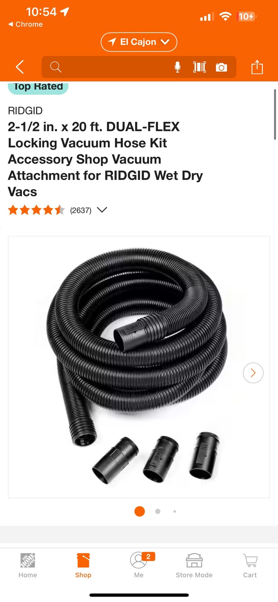 RIDGID 2-1/2 in. x 20 ft. DUAL-FLEX Locking Vacuum Hose Kit Accessory Shop Vacuum Attachment for RIDGID Wet Dry Vacs