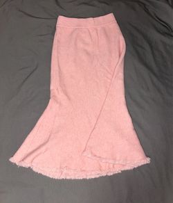 Pink Knit Midi Skirt