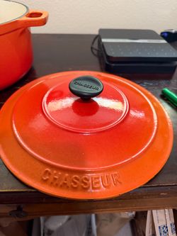 Chasseur Dutch Oven Cast Iron Pot Made In France Orange Size 26 - Lid Only -