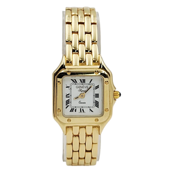 Ladies Geneve 23mm 14K Yellow Gold Watch with White Dial and Smooth Bezel. (Pre-Owned)