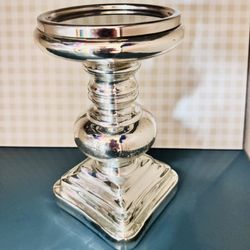 Pottery Barn Antique Mercury Glass Pillar Candle Holder 9"x 5” Medium Stunning