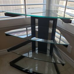 Corner Piece  4- Glass Shelves- Metal Frame 