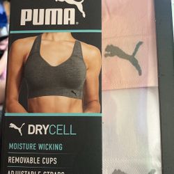 Puma Women's Convertible Seamless Sports Bra 2 Pack, Gray/Lavender Medium