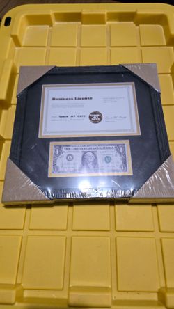 10.5x10.5 Picture Frame with 2 Opening Fits A 5.5x8.5 Business License and Dollar Bill Black Over Gold Double Mat, Wall Display