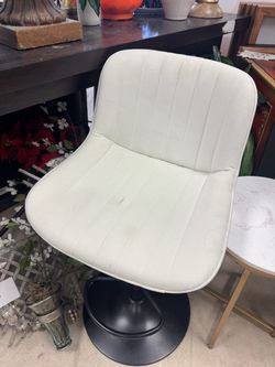 White Fabric Swivel Accent Chair
