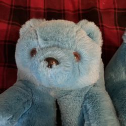 Big Soft Comfy Blue Teddy Slippers (One Size)