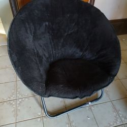 Small Little Comfortable Black Folding Chair Fuzzy Seat