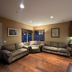 Rustic Antique Brown Couch and Chair Set