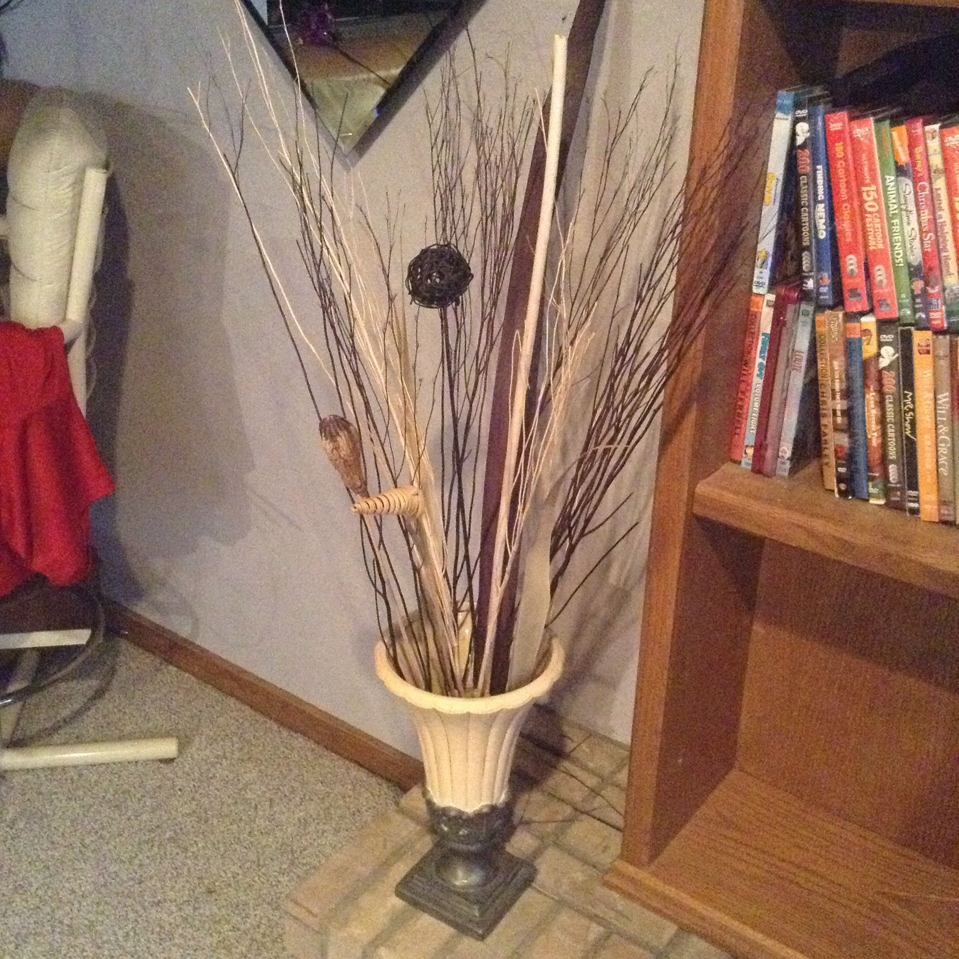 Modern elegance decorative vase with black and cream branch decor $30