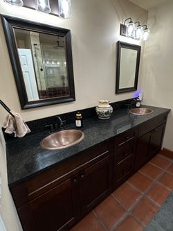 Black granite counter top.