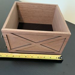 New 9 Inch Square Wooden Small Christmas Tree Base Cover, Use Instead Of Tree Skirt, Has Metal Latch Accents 