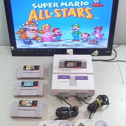 Super Nintendo Entertainment System SNES Console & 4 Video Games Bundle Tested 🕹🎮