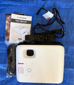 HAPPRUN Native 1080P Outdoor Smart Projector-Standard Native 1080P • Mini & Portable • Easy Setup • Built-in Speaker • Indoor & Outdoor • Phone, Lapto